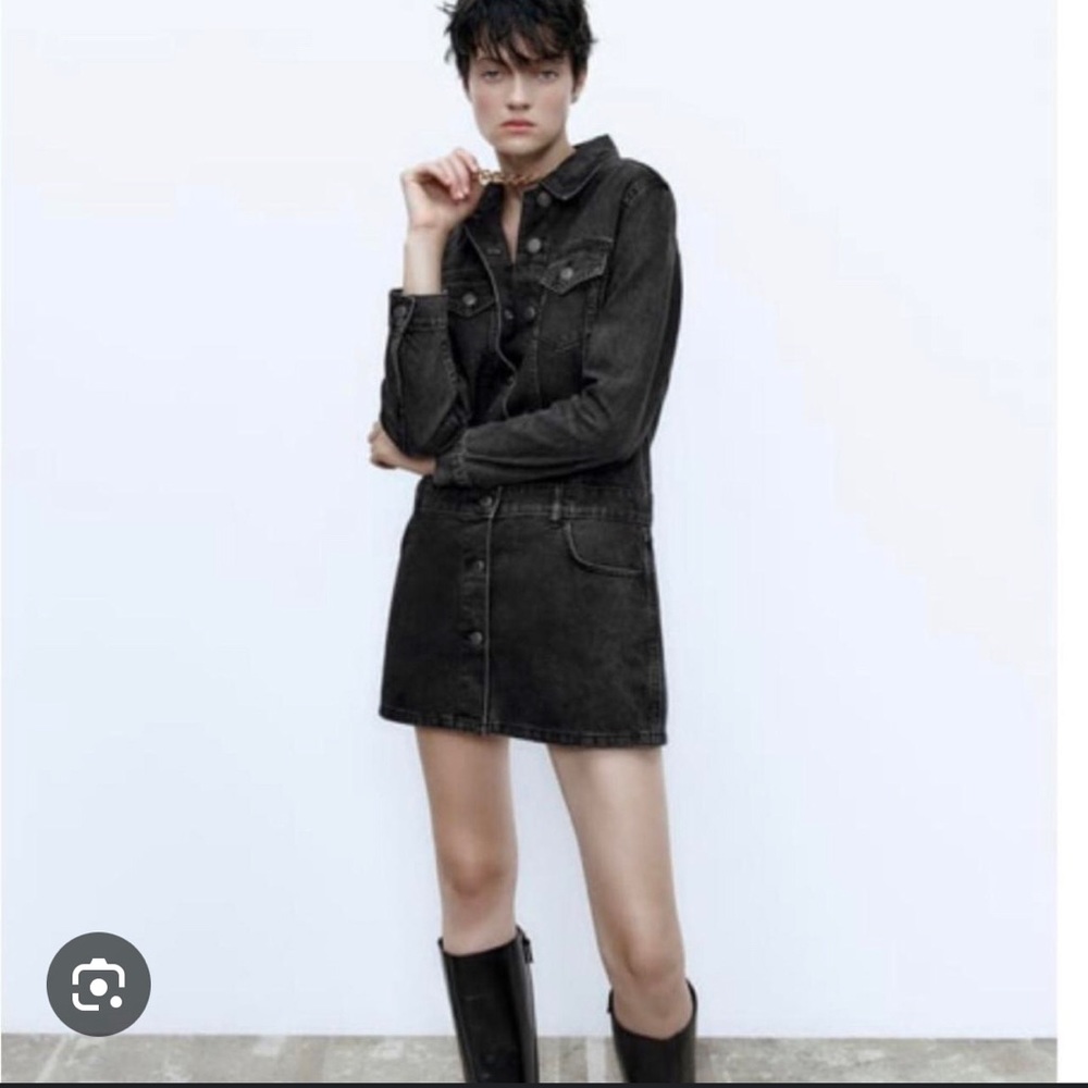 Zara Black Denim Mini Dress
